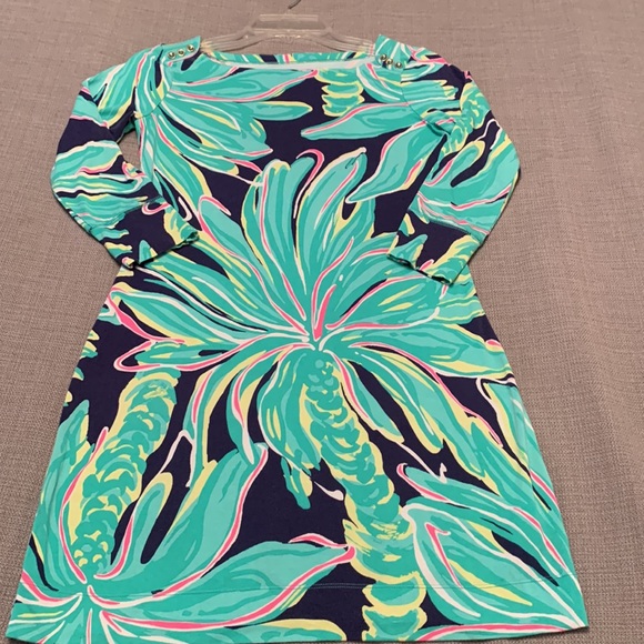 Lilly Pulitzer Tiger Palm Tropical Palm Tree Pattern Dress Tee Shirt Dress - Picture 13 of 13